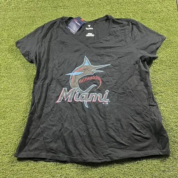 NWT Miami Marlins Fanatics Black Short Sleeve T-Shirt Men XL