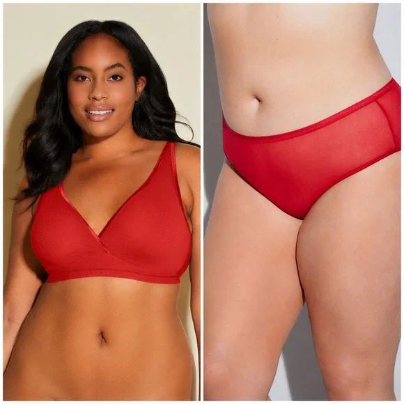 Cosabella Soire Confidence Extended Mystic Red‎ Mesh Bralette & Boyshort Set 2X