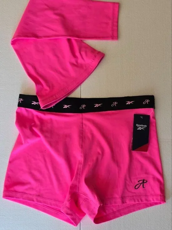 Reebok Compression Shorts Sleeve Set NWT Womens XL Neon Hot Pink Volleyball Gym