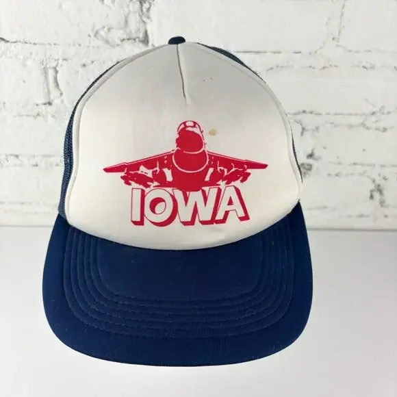 Iowa Airplane Red and Blue Trucker Hat
