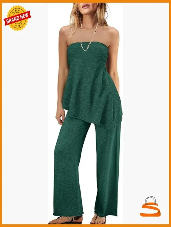 Off Shoulder Sweater Set 2 Piece Matching Lounge Outfit Knit Top and Pants