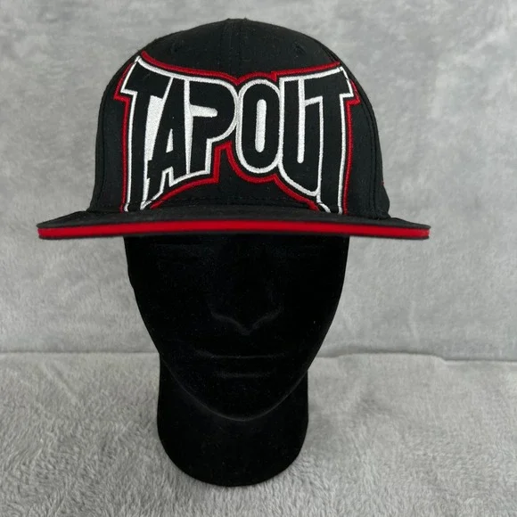 Tapout MMA Snapback Hat Black Flat Brim Embroidered Y2K Fight Streetwear Cap