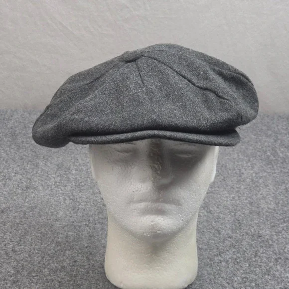 Vintage Newsboy Flat Cap XL Gray Wool Blend 8 Panel Applejack Hat Made USA