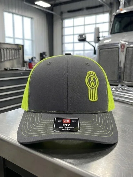 Kenworth Semi Truck Offset Embroidered Grey Neon Richardson 112 Hat Cap New 80s