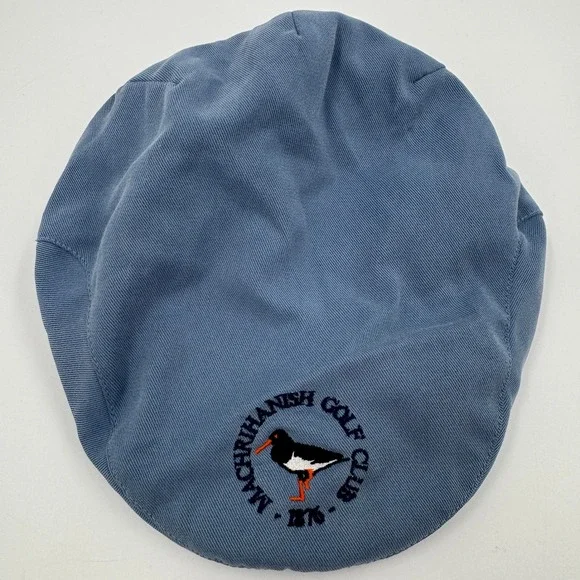 Machrihanish Golf‎ Club Scotland Flat Cap Hat Blue Oystercatcher Logo Large