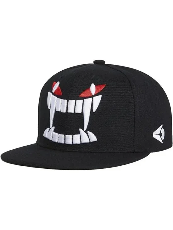 Unisex Teeth Black Snapback Hat Hip Hop Style Colorful Adjustable Baseball Cap