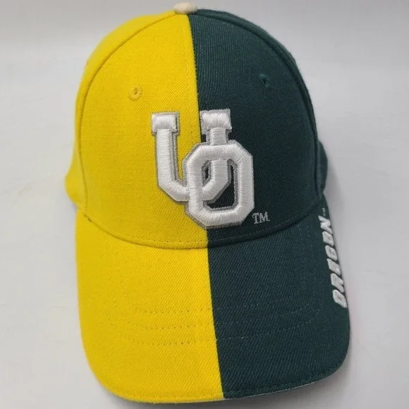 Vintage Oregon Ducks Hat Cap Flex‎ Fitted OSFM NCAA Green Yellow University of