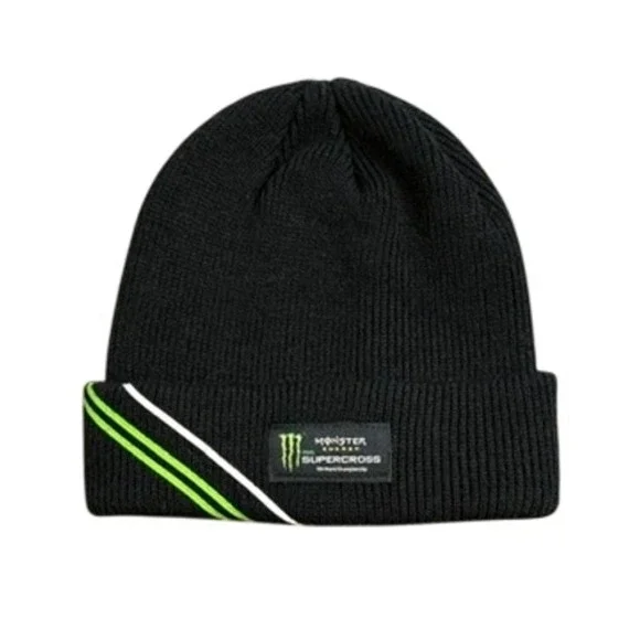 Monster Energy Supercross Beanie Hat Feld Motor Sports Black Cuffed Ribbed Knit