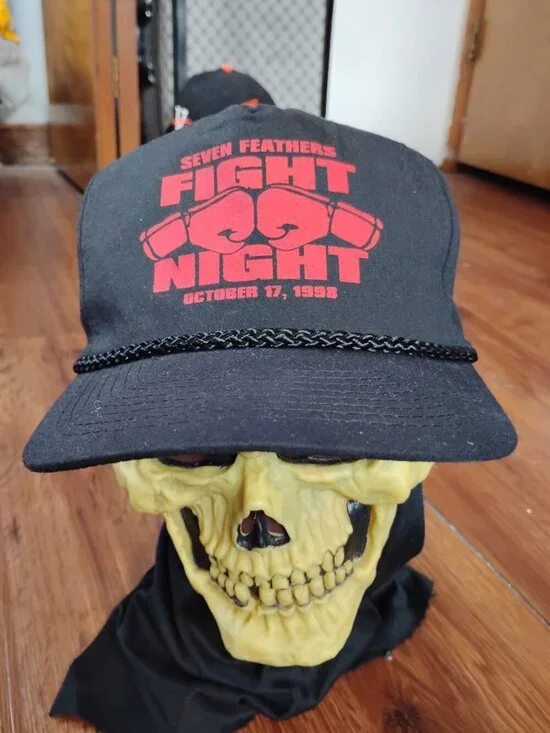 Vintage Seven Feathers Fight Night Boxing Rope Snap Trucker Hat Cap