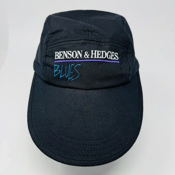 Vintage‎ Benson & Hedges Blues 5 Panel Hat Black USA Made Tobacco Promo Cap OSFA