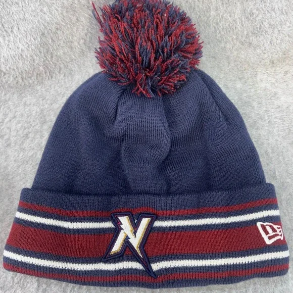 N Lightning Bolt Mens Navy New Era Arkansas Naturals MiLB Pom Beanie Hat OSFA