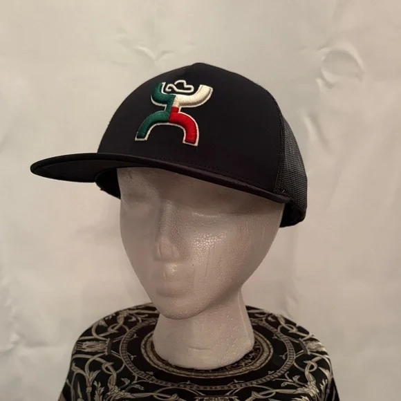 Hooey Black Trucker Hat with Mexican flag color Logo
