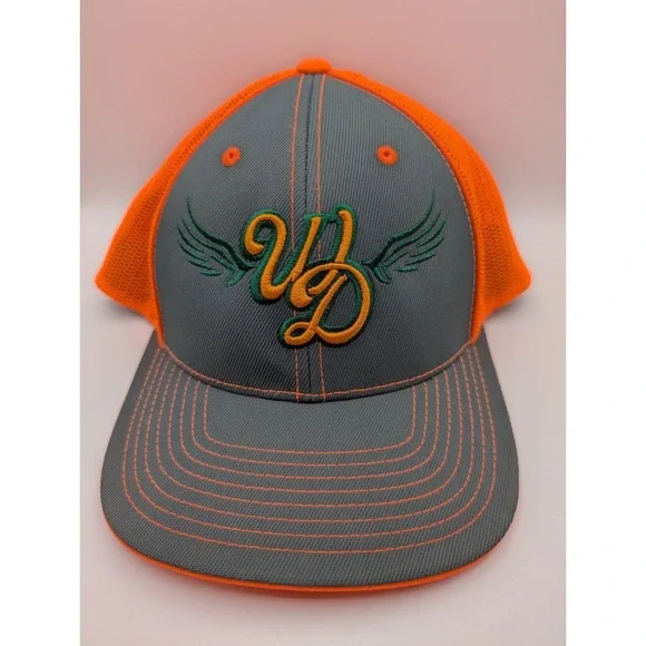 PACIFIC HEADWEAR Fitted‎ Trucker Hat Men's L/XL Orange Grey Cap Pro Model