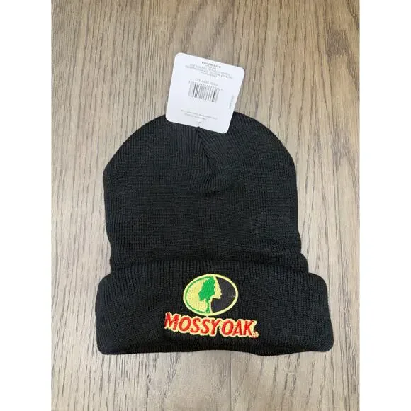 Mossy Oak Double Fleece Lined Beanie Black NWT One Size