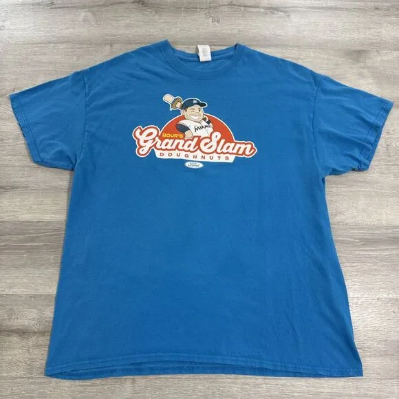 Justin Bour Shirt Miami Marlins Grand Slam Doughnuts Ford Men's Blue XL Cotton