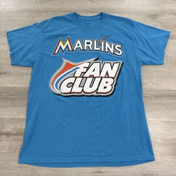 Miami Marlins Shirt Fan Club Baseball Men's Blue XL Cotton Blend Tee MLB