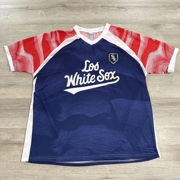 Chicago White Sox Jersey Los White Sox Soccer Men's Blue Red XL Polyester