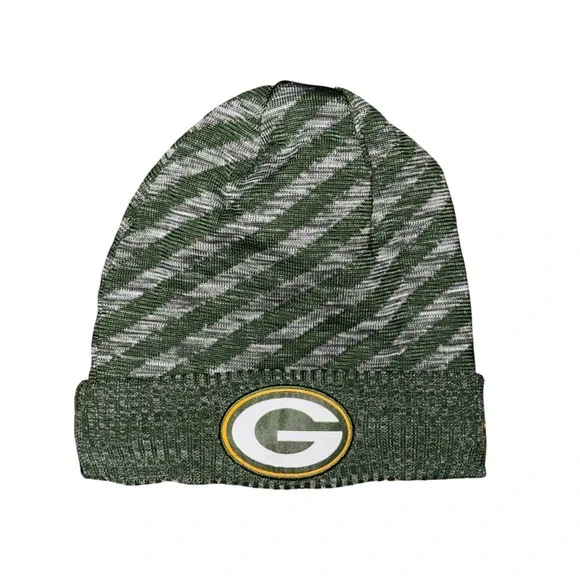New Era Green Bay Packers Beanie NFL Knit Hat Striped Fleece Lined Winter Cozy