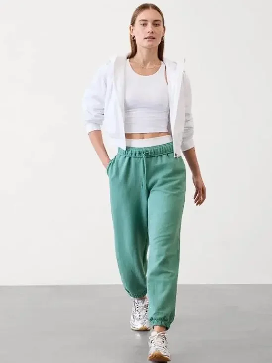 ATHLETA Women's Forever Fleece High Rise Jogger Size M In Juniper Green