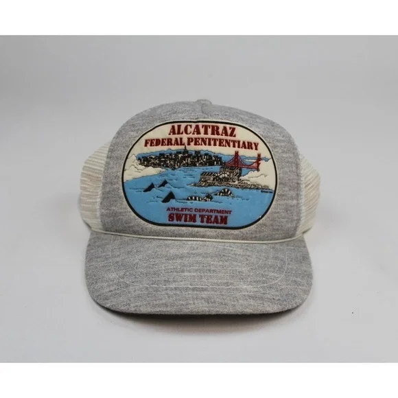 VTG.Alcatraz Federal Penitentiary Swim Team Trucker Baseball Cap Hat Adjustable