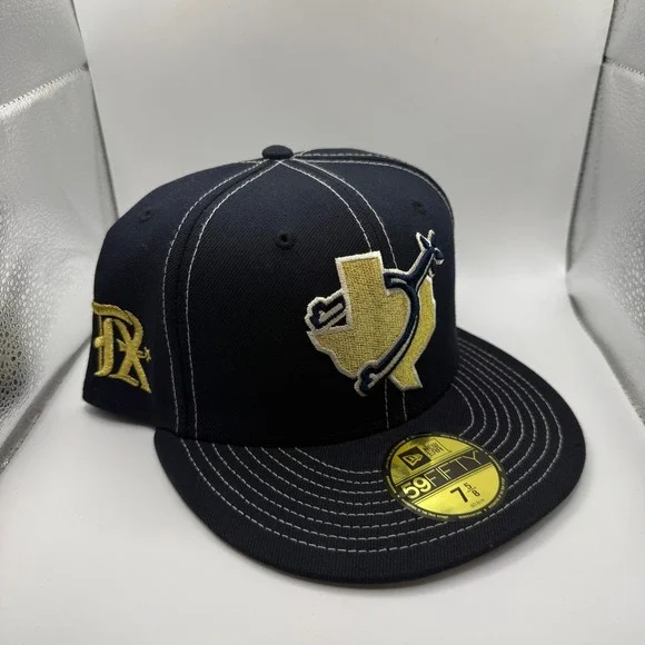 New Era 59FIFTY Texas Baseball‎ Fitted Hat Navy Gold White Stitch 7 5/8 Cap