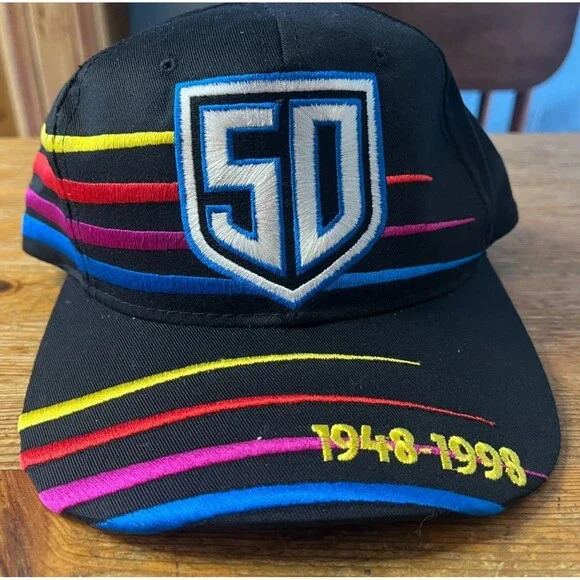 Vintage NASCAR Snapback Hat 50th Anniversary Black Racing Chase Authentics