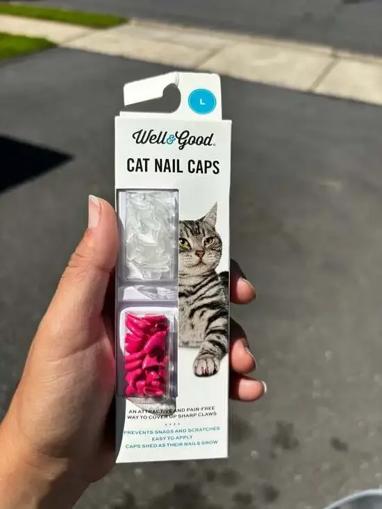 Well & Good Cat Nail Caps, Large, Clear & Pink