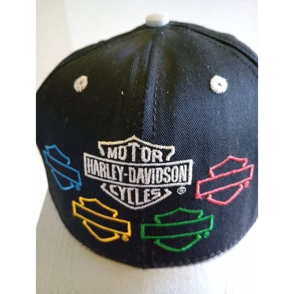 Harley Davidson Motorcycles Black Colorful Shields Cap Adjustable Snapback Hat