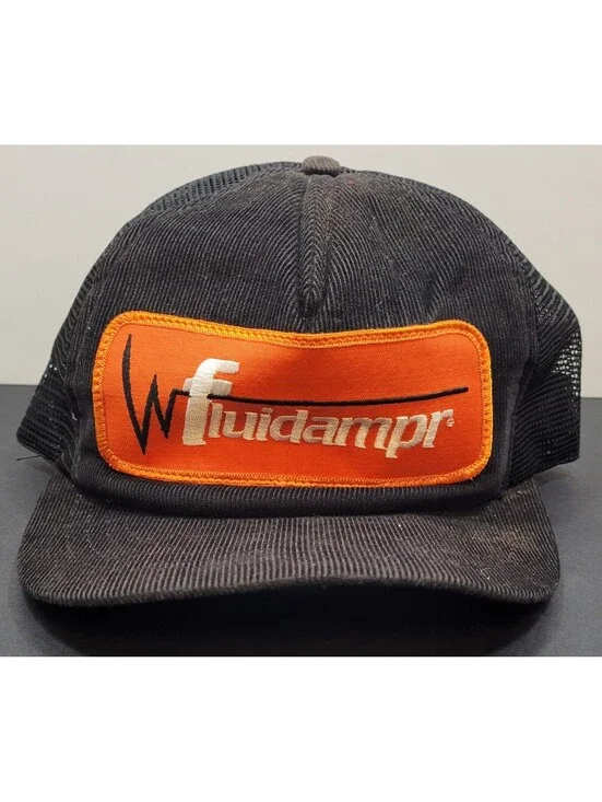 Fluidampr Black Snapback Embroidered Adjustable Cap Hat Mesh Back Made in U.S.A