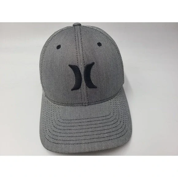 Hurley Flex Fitted (Seems M-L) Hat Cap Surf Skate Skateboard Logo Men Gray Black