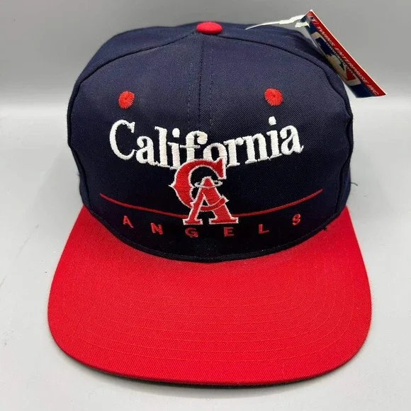 Vintage California Angels Hat Men Blue Red Twins Enterprise Snap Back Cap New