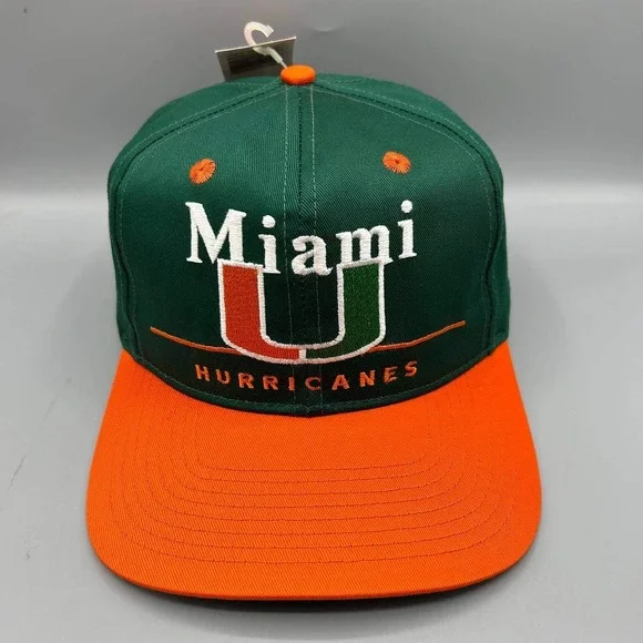Vintage Miami Hurricanes Hat Men Green Twins Enterprise Snap Back Cap New