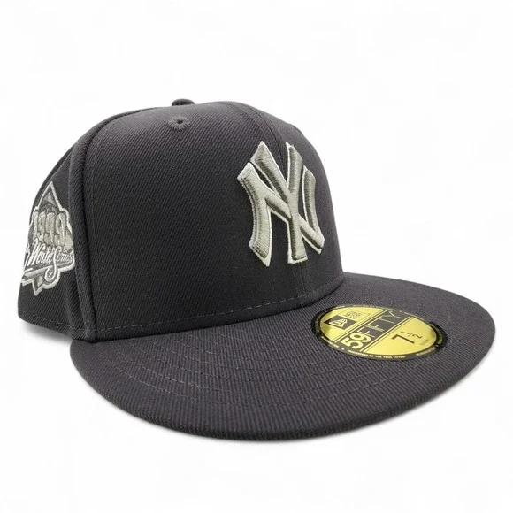 New York Yankees Dark Graphite 59Fifty Sz 7 1/2 Fitted Hat 1999 World Series NEW