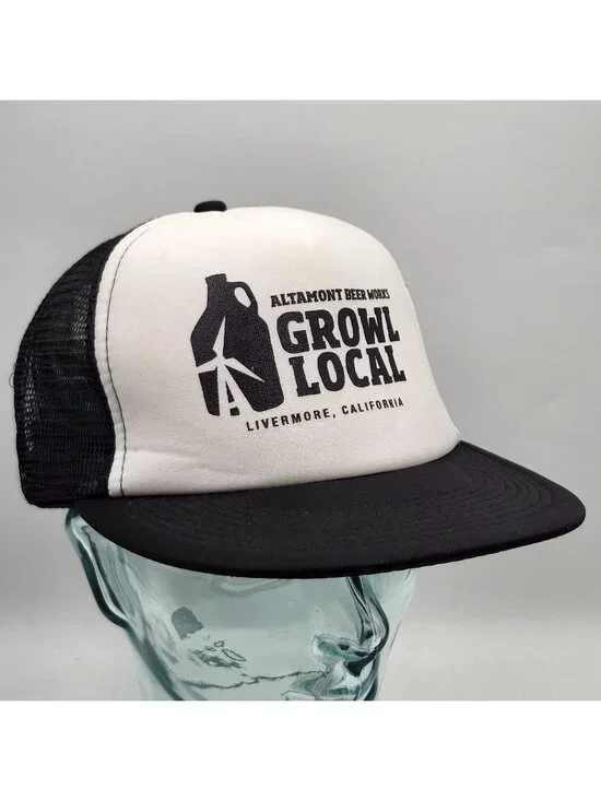 Altamont Beer Works Growl Local Snapback Trucker Hat Black White Livermore CA