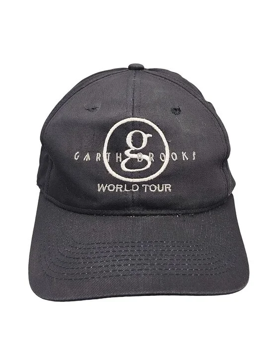 Garth Brooks World Tour Embroidered Black Strapback Cap Hat Country Music