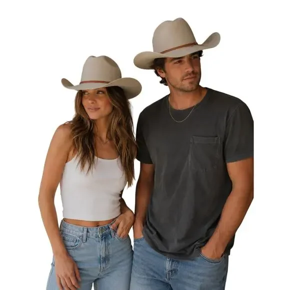 Brixton Cowboy Western Hat Beige Wool Felt Size S 7 56cm