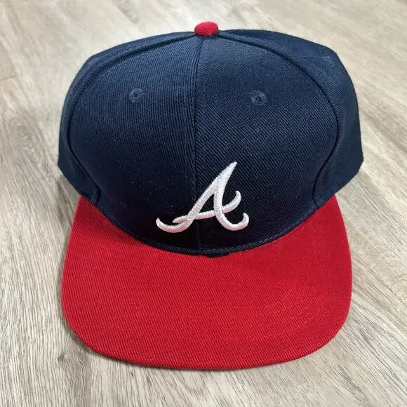 Vintage Atlanta Braves Hat Snapback MLB Baseball Blue‎ Red Wool Blend Cap