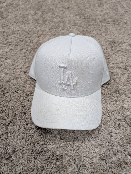 Los Angeles Dodgers New Era White on White Cap - One Size Fits Most - Adjustable