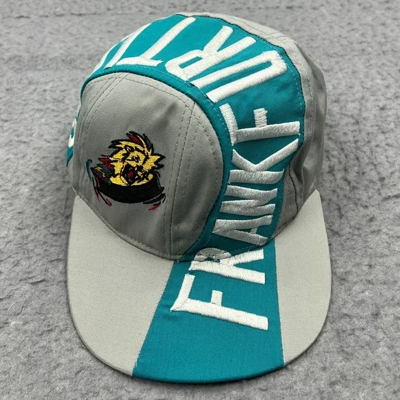 VTG Frankfurt Lions Hat Gray Wool German Ice Hockey‎ Team Logo Snapback Cap 90s