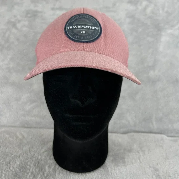 TravisMathew Flexfit Golf Hat S/M Pink Logo Patch Fitted Country Club Cap