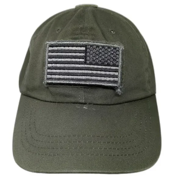 Rothco Tactical Baseball Cap Green One Size US American Flag Patch Slideback Hat