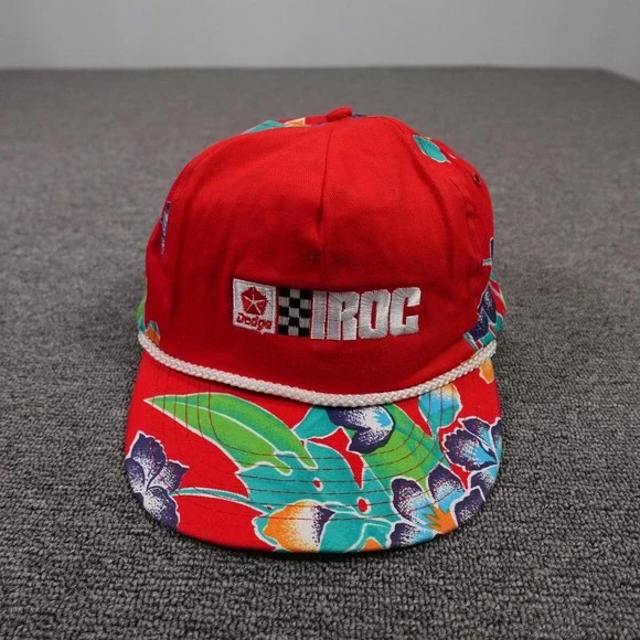 Vintage Dodge Hat Cap Snap Back Motorsport‎ Racing 80s Floral Island Retro