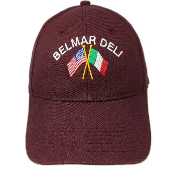 Otto Baseball Cap Red One Size Belmar Deli USA Italy Flag Embroidered Hat