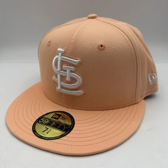 New Era 59Fifty St Louis Cardinals Hat Cap 7 1/4‎ Peach Spring Collection Fitted