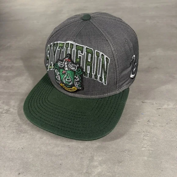 Slytherin Harry Potter Snapback Hat Gray Dark Green University Script Trucker‎