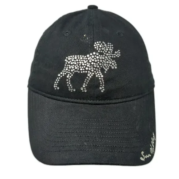 Gear for Sports Black Cap OS Silver Rhinestone Moose Sun Valley Slideback Hat