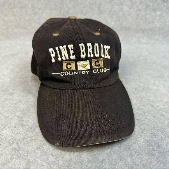 Pine Brook Country Club Hat Adult OSFA Black Strapback Golf Casual Imperial‎