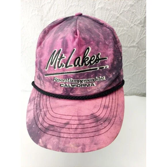Mt. Lakes Resort Campgrounds California  pink Tye Dye Strapback Hat