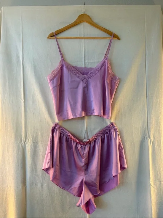 Colsie Lavender Satin Cami & Shorts Set