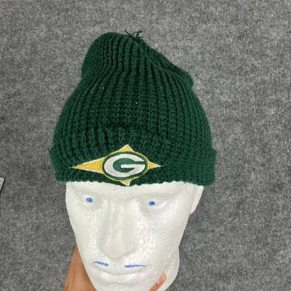 NFL Green Bay Packers Beanie OSFM‎ Green Knit Winter Hat Retro Team Logo